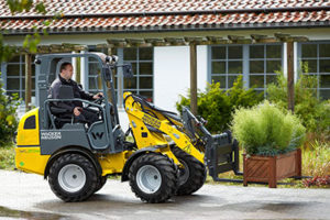 The Wacker Neuson DW15e articulated electric wheel dumper has one electric motor for the drive system and another for the work hydraulics.