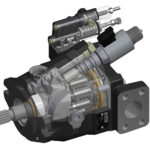 Combined with Parker Hannifin’s GVM310 global vehicle electric motor, the P1M series axial-piston pump pictured here delivers higher speeds and efficiency that increases machine productivity to create an efficient electrification system.