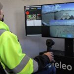 The Teleo Supervised Autonomy system lets contractors operate existing heavy equipment without an operator in the cab, so a single person can control multiple pieces of equipment from a remote desk.